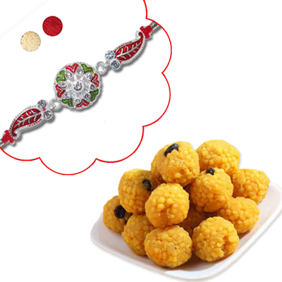 "Rakhi - SIL-6140 A-CODE-120(Single Rakhi), 500gms of Laddu - Click here to View more details about this Product